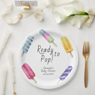 Prato De Papel Chá de bebê Popsicle aquarela
