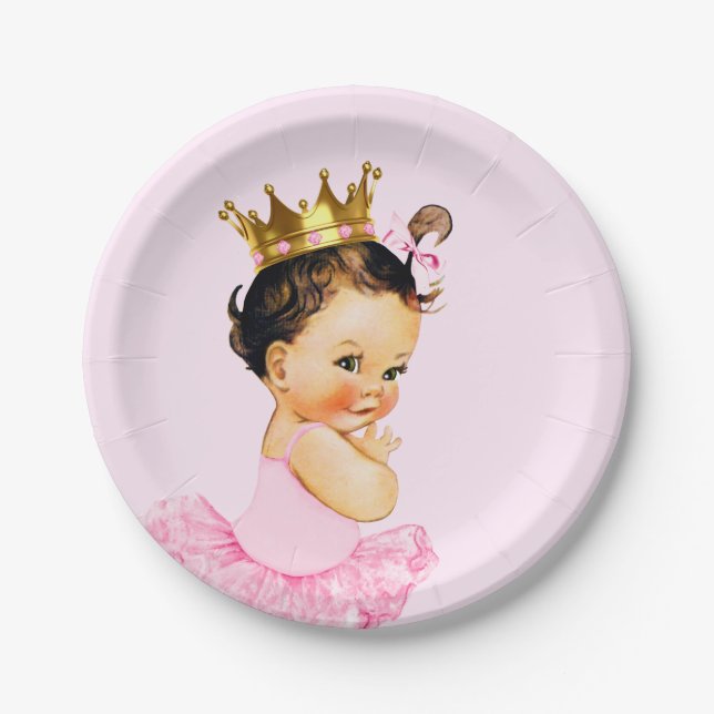 Prato De Papel Chá de Bebê Princesa Bailarina Tutu (Frente)