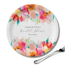 Chá de Bebê Rosa Floral Moderna em Aquarela