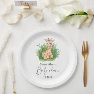 Prato De Papel Chá de bebê Safari Girafa