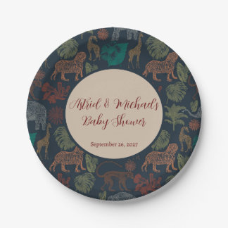 Prato De Papel Chá de Bebê Safari Selva Vintage