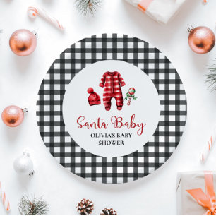 Prato De Papel Chá de Bebê Santa Baby Natal