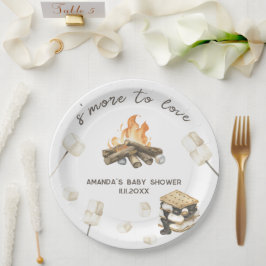 Prato De Papel Chá de Bebê S'more em Aquarela