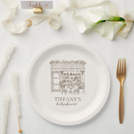 Prato De Papel Chá de Bebê Tema Paris Patisserie Francesa