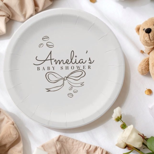 Prato De Papel Chá de Bebê Temático de Café com Arco Simples (Criador carregado)