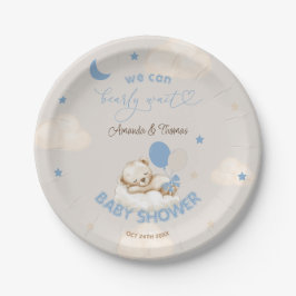 Prato De Papel Chá de Bebê Urso Azul Vintage