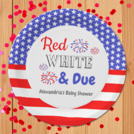 Prato De Papel Chá de Bebê Vermelho Branco e Devido
