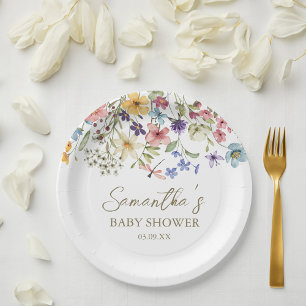 Prato De Papel Chá de Bebê Wildflower Baby In Bloom