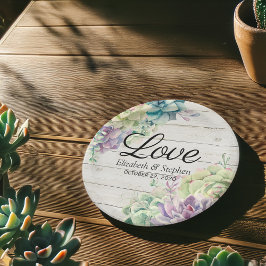 Prato De Papel Chá de casamento Aquarela Sucultiva Madeira Rústic
