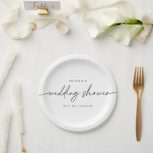 Prato De Papel Chá de Casamento Elegante Mínimo Moderno