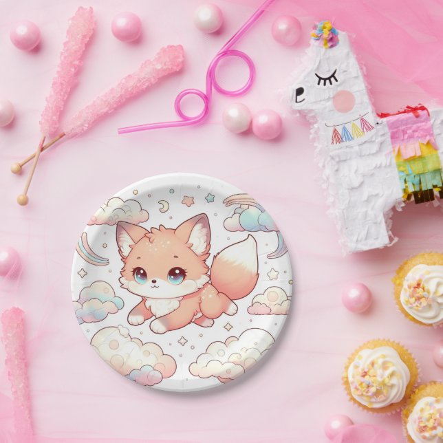 Prato De Papel Chá de fraldas Adorável Fox (Festa)