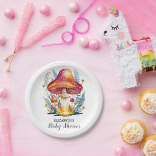 Prato De Papel Chá de fraldas Adorável Pastel Mushroom