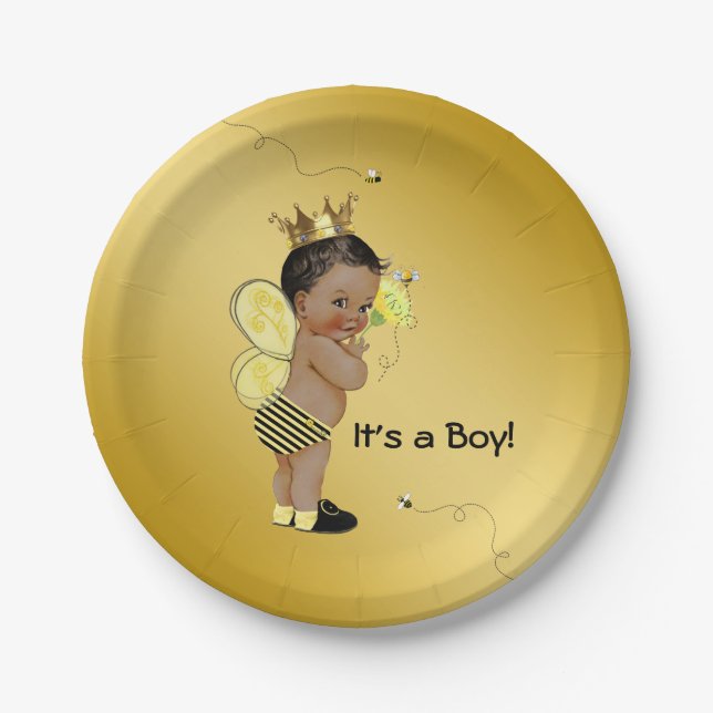 Prato De Papel Chá de fraldas Africano Americano de Abelhas (Frente)