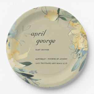 Prato De Papel Chá de fraldas AMARELO-VERDE-AMARELO DE ÁGUA FLORA