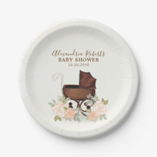 Prato De Papel Chá de fraldas Aquarela Verde Russo Floral