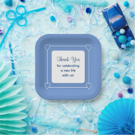 Prato De Papel Chá de fraldas Azul Bonito Obrigado por Celebrar