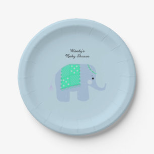 Prato De Papel Chá de fraldas azul do elefante indiano