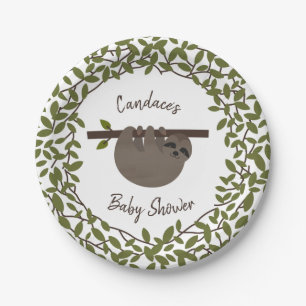 Prato De Papel Chá de fraldas Baby Sloth Greenery