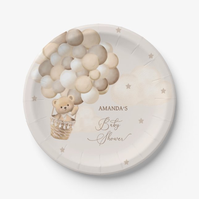 Prato De Papel Chá de fraldas Bear Brown Balloons (Frente)