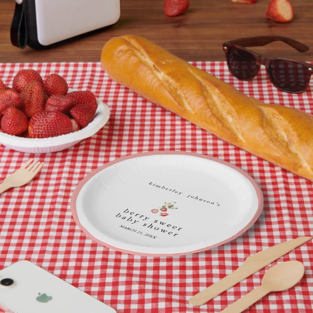 Prato De Papel Chá de fraldas Berry Sweet Strawberry Girl (Piquenique)