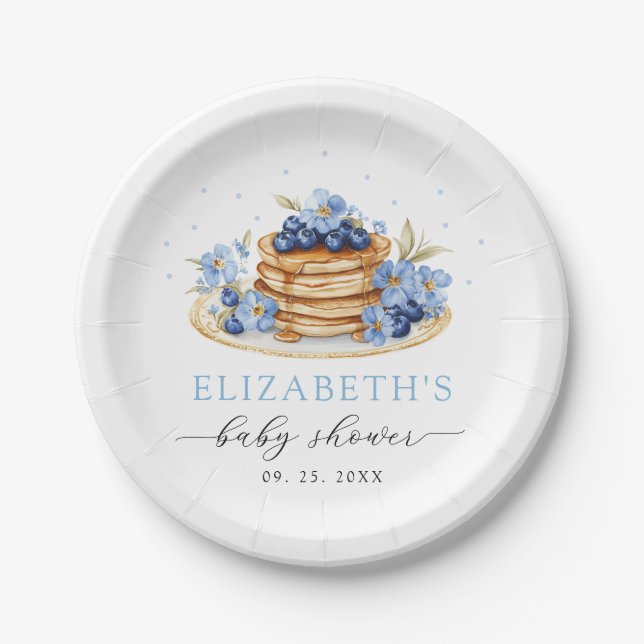Prato De Papel Chá de fraldas Blueberry Baby Brunch (Frente)