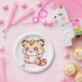 Prato De Papel Chá de fraldas Boho Elegante Tiger