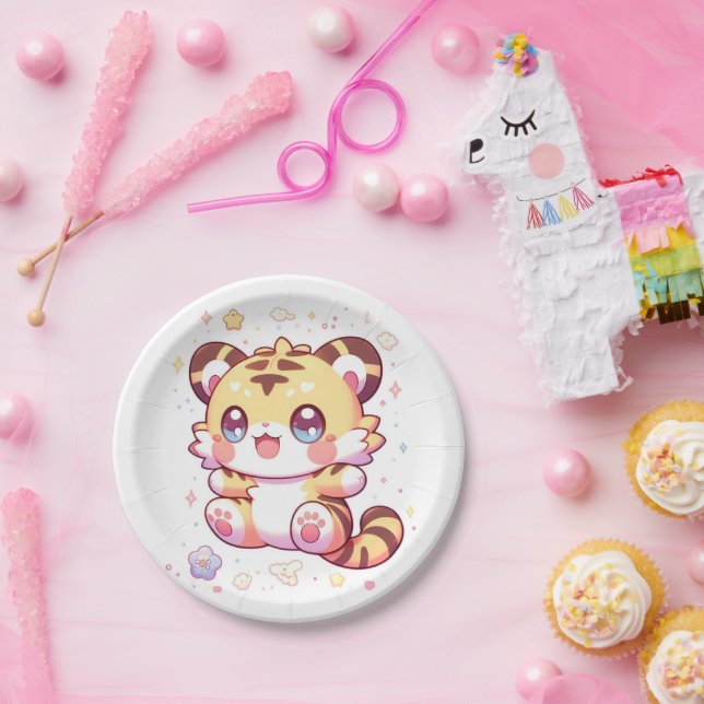 Prato De Papel Chá de fraldas Boho Elegante Tiger (Festa)