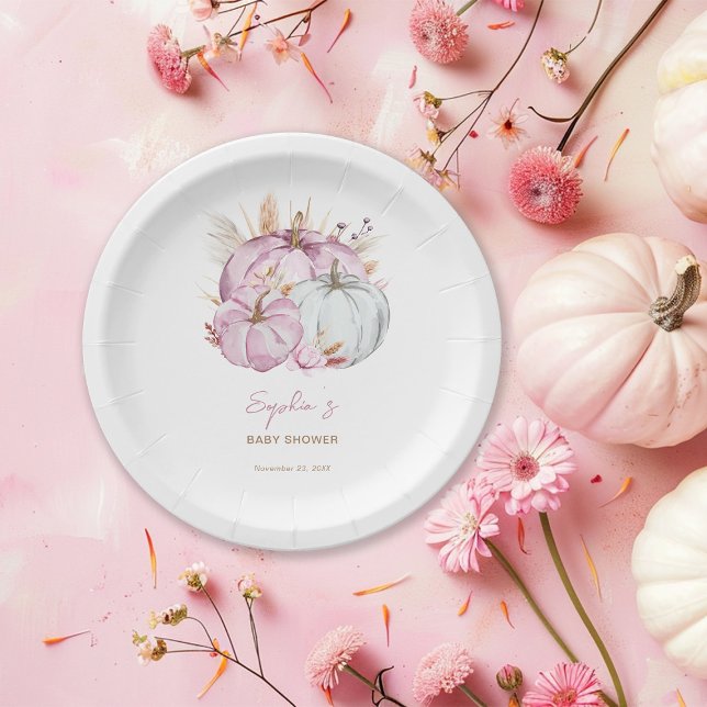 Prato De Papel Chá de fraldas Boho Floral Little Pink Pumpkins (Criador carregado)