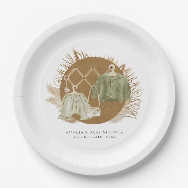 Prato De Papel Chá de fraldas Boho Florals (Frente)