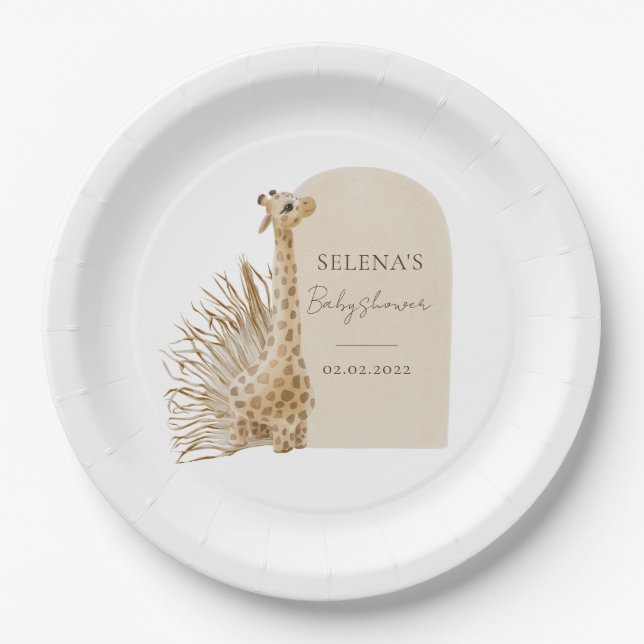 Prato De Papel Chá de fraldas Boho Giraffe (Frente)