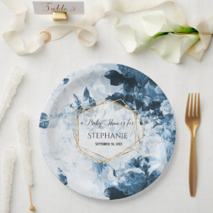 Prato De Papel Chá de fraldas Botânico Dourado Elegante Floral Vi