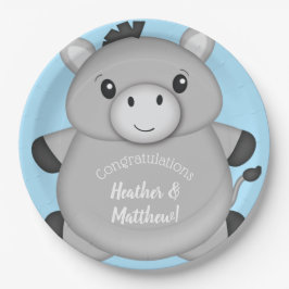 Prato De Papel Chá de fraldas burro azul