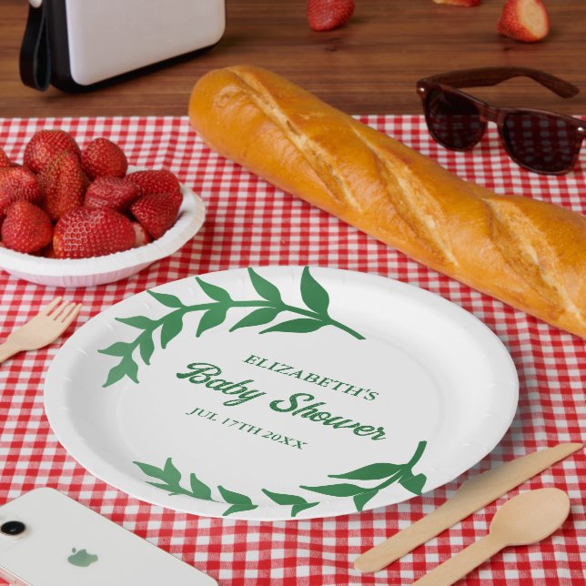 Prato De Papel Chá de fraldas Chic Greenery (Piquenique)