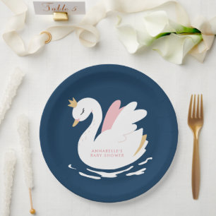 Prato De Papel Chá de fraldas cisne marinho cor-de-rosa cinza azu