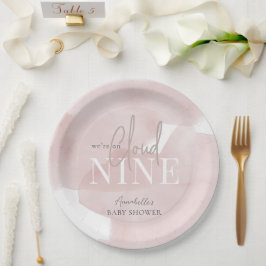 Prato De Papel Chá de fraldas Cloud 9 Pink Sky Watercolor Girl