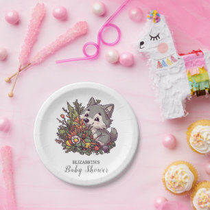 Prato De Papel Chá de fraldas Colorida do Lobo Woodland