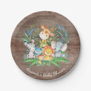 Prato De Papel Chá de fraldas da selva do safari 7" placa