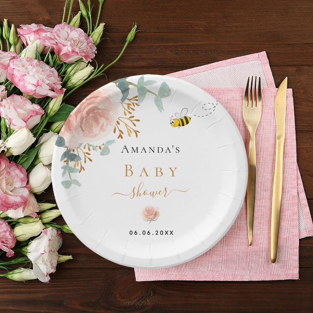 Prato De Papel Chá de fraldas de abelha rosa verde verde (Criador carregado)