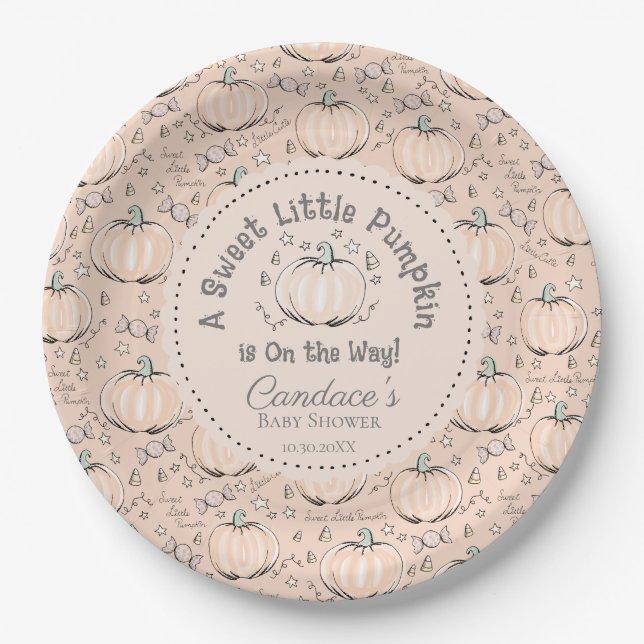 Prato De Papel Chá de fraldas de abóbora de laranja doce (Frente)