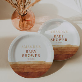 Prato De Papel Chá de fraldas de Abstrato Terracotta Boho