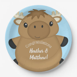 Prato De Papel Chá de fraldas de alce azul