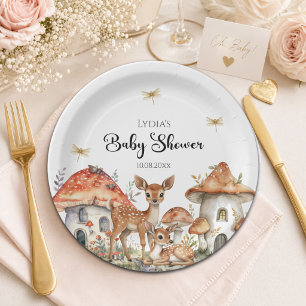 Prato De Papel Chá de fraldas de Animais da Floresta de Boho Wood