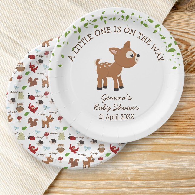 Prato De Papel Chá de fraldas de animais de capoeira (Woodland Baby Shower Paper Plates)