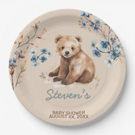 Prato De Papel Chá de fraldas de aquarela de urso bonito