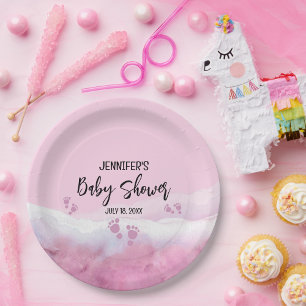 Prato De Papel Chá de fraldas de Aquarela Rosa abstrato