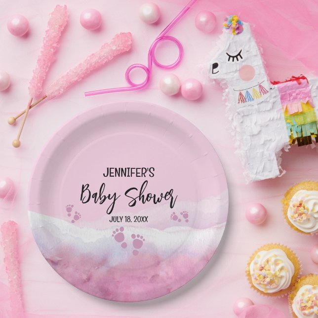 Prato De Papel Chá de fraldas de Aquarela Rosa abstrato (Criador carregado)