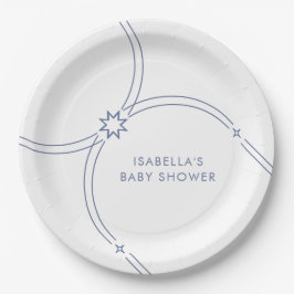 Prato De Papel Chá de fraldas de Arco de Boho Minimalista Azul