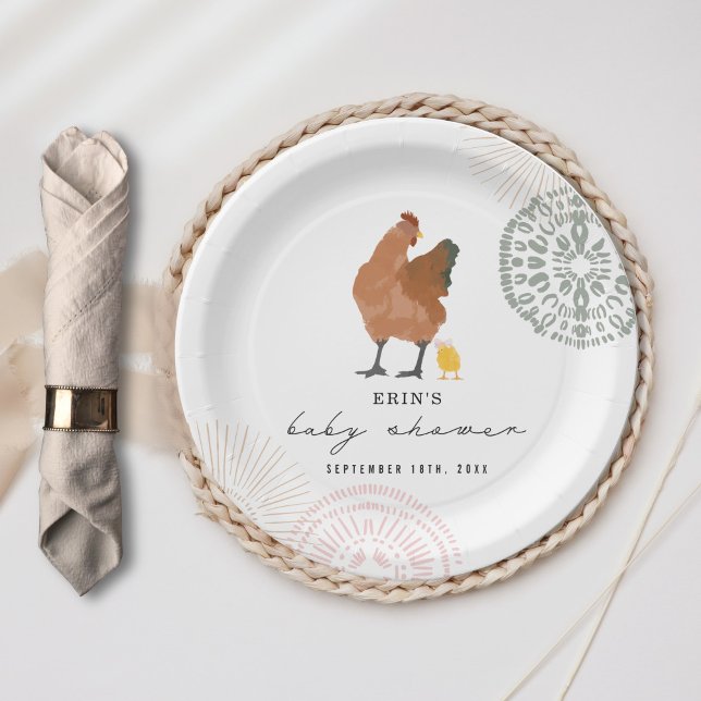 Prato De Papel Chá de fraldas de Arco rosa-bebê Pintinho-frango (Criador carregado)