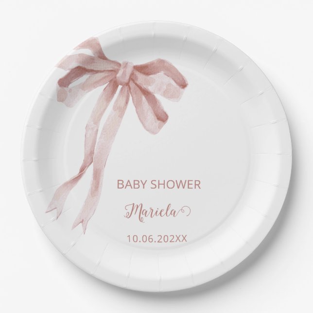 Prato De Papel Chá de fraldas de Arco Rosa com Aquarela (Frente)