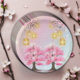 Prato De Papel Chá de fraldas de árvore do Flor de Cereja Sakura
